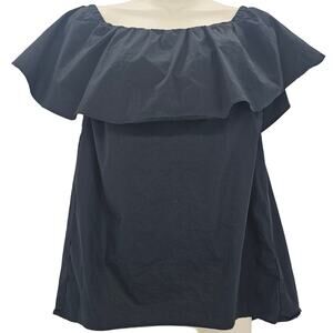 Michael Kors MMK Womans size S Off the Shoulder Blouse Top Black Ruffle Flounce